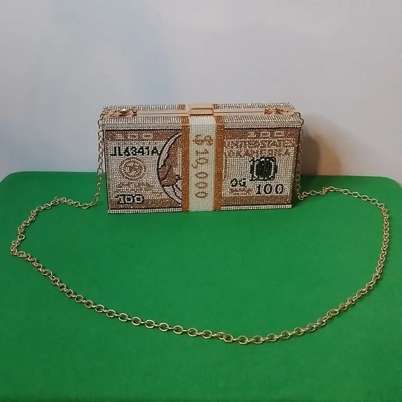 🎉Host Pick🎉 Gold Money Clutch With Rhinestones - Picture 2 of 6